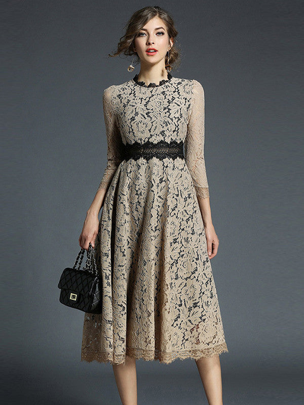 Flower Crochet Hollow Out Patchwork Dress