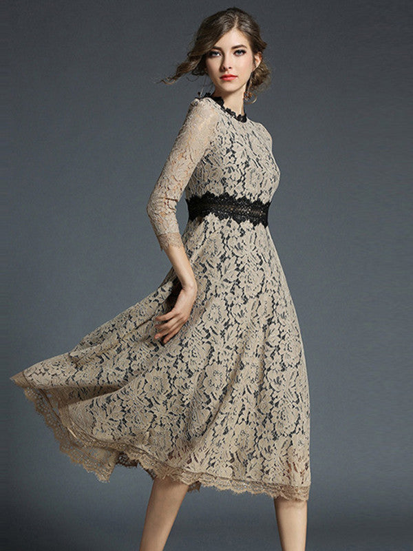 Flower Crochet Hollow Out Patchwork Dress