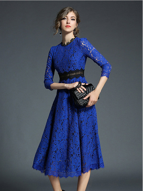 Flower Crochet Hollow Out Patchwork Dress
