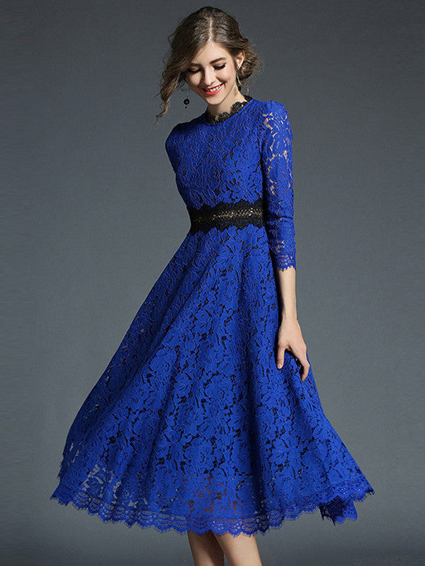 Flower Crochet Hollow Out Patchwork Dress