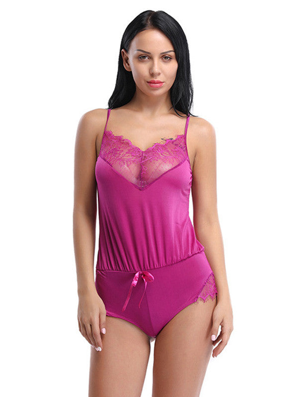 Spaghetti Strap Women Bodysuit - Magenta