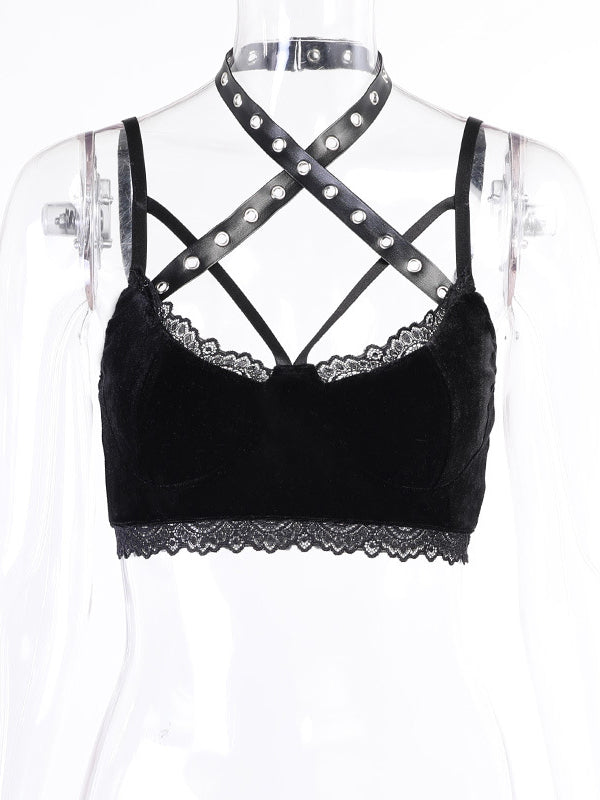 Women Gothic Strappy Cropped Top