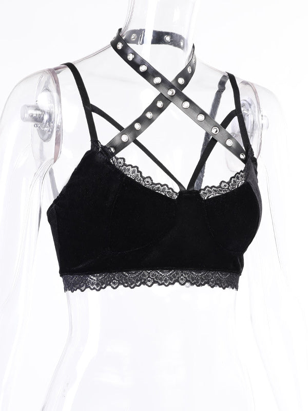 Women Gothic Strappy Cropped Top