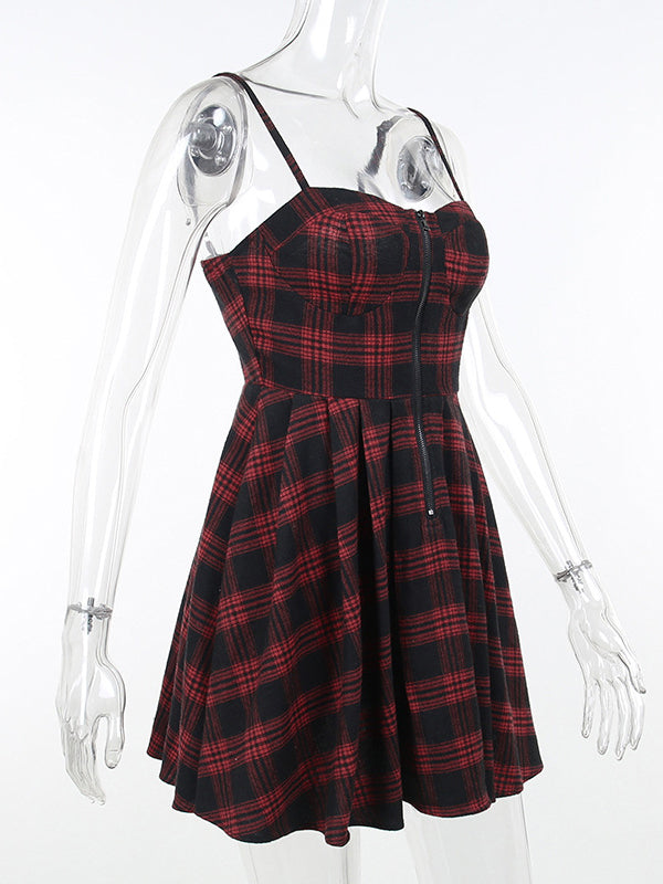 Women Gothic Plaid Mini Dress