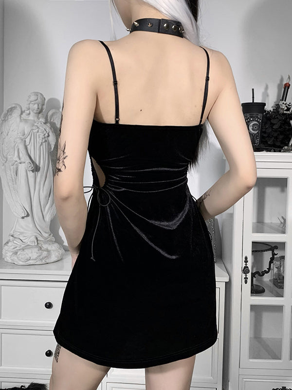 Women Gothic Velvet Mini Dress