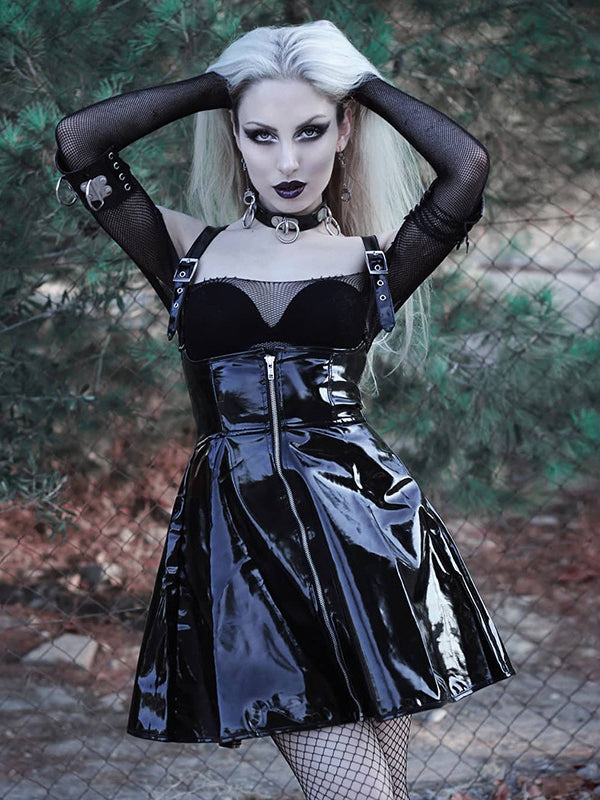 Women Gothic Vinyl Mini Dress