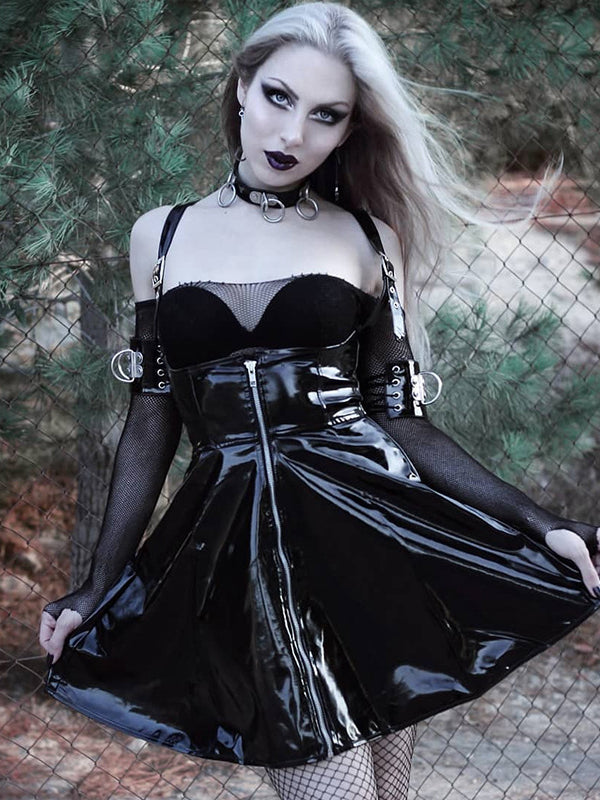 Women Gothic Vinyl Mini Dress