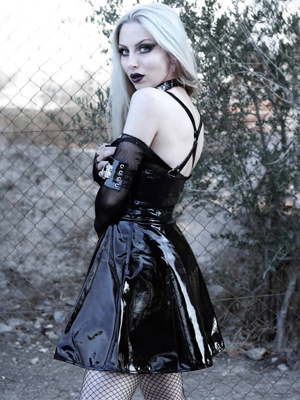 Women Gothic Vinyl Mini Dress