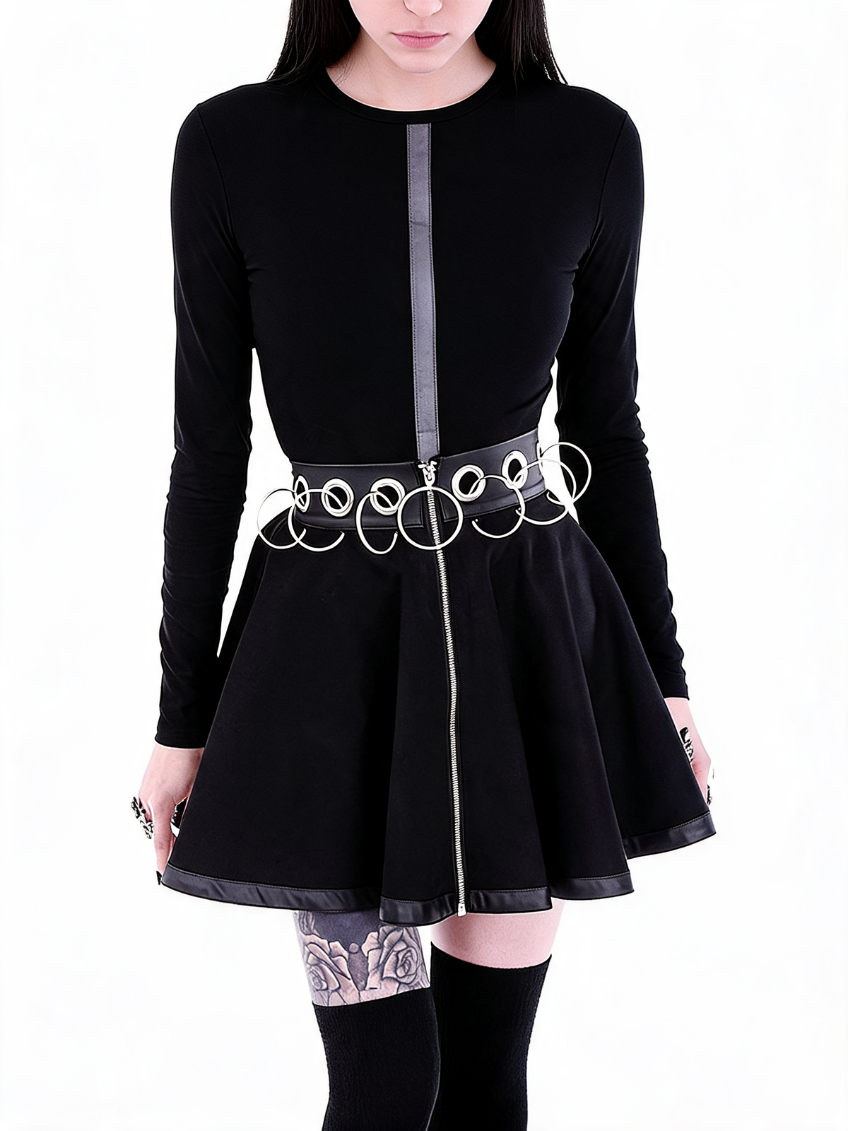 Women Gothic Flared Mini Skirt