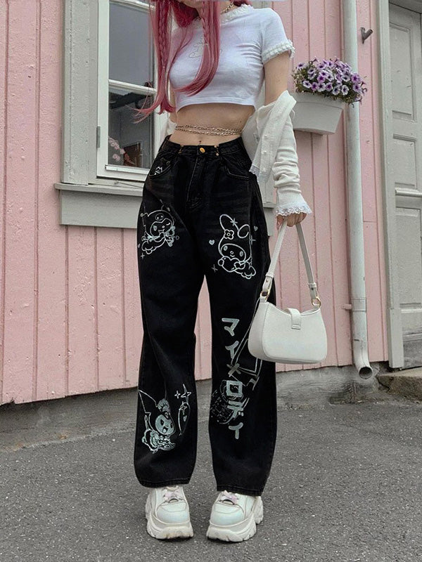 Women Gothic Printed Wide Leg Pants