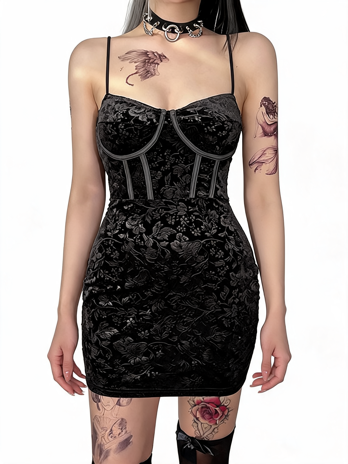 Women Gothic Velvet Corset Mini Dress