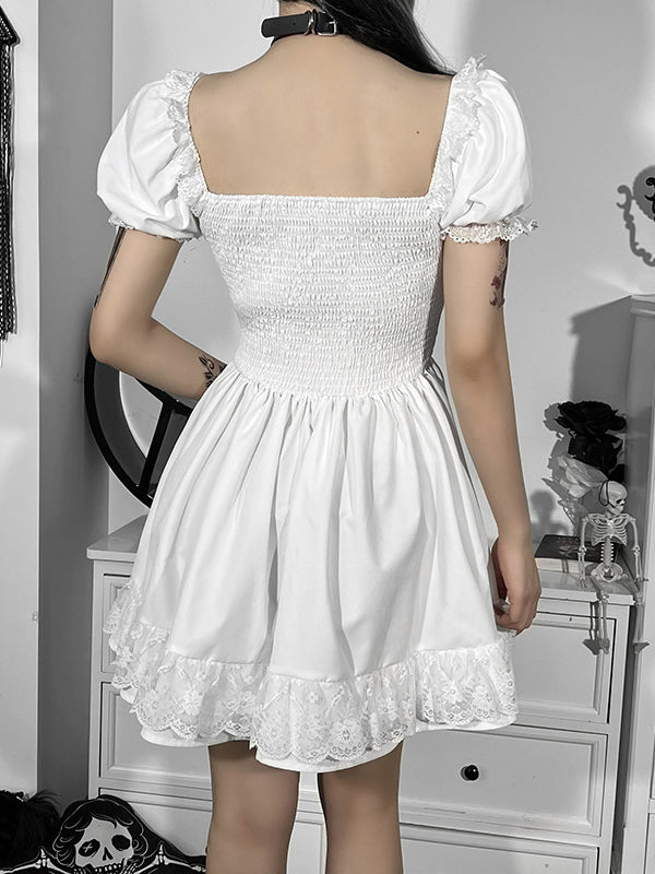 Women Gothic Lace Up Mini Dress