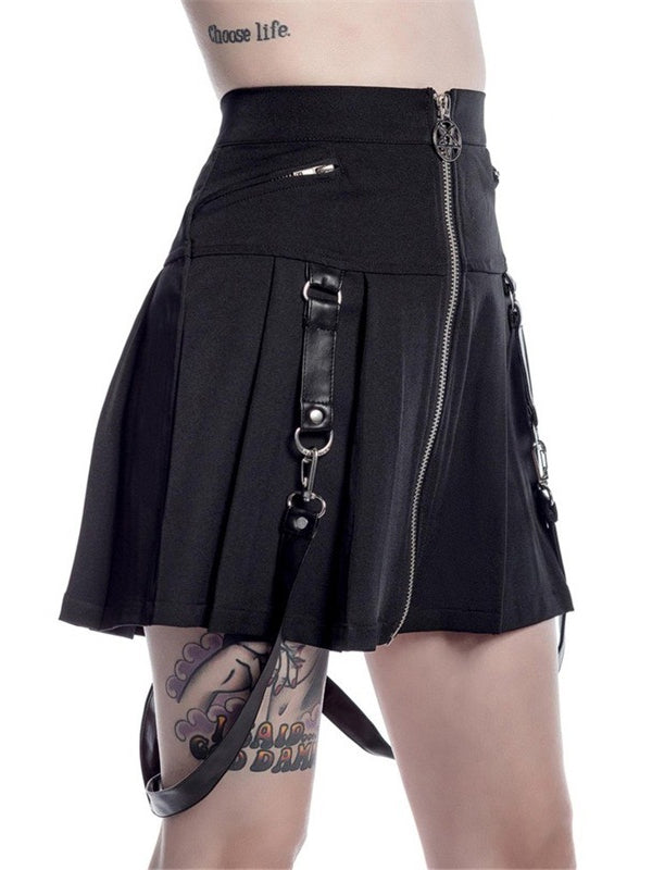 Women Gothic Pleated Mini Skirt