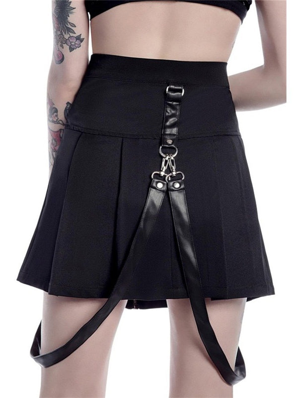Women Gothic Pleated Mini Skirt