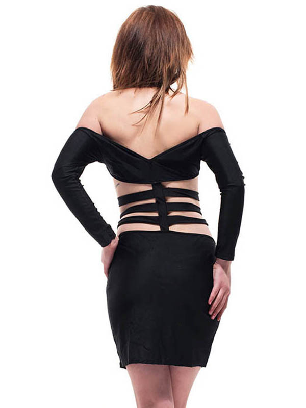 Women Sexy Off Shoulder Cut Out Bodycon Dress