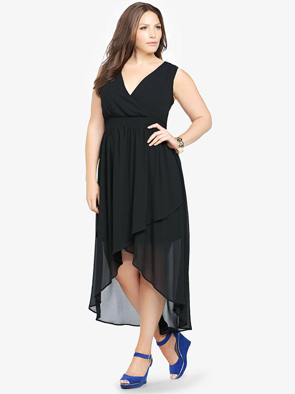Plus Size Chiffon High Low Dress