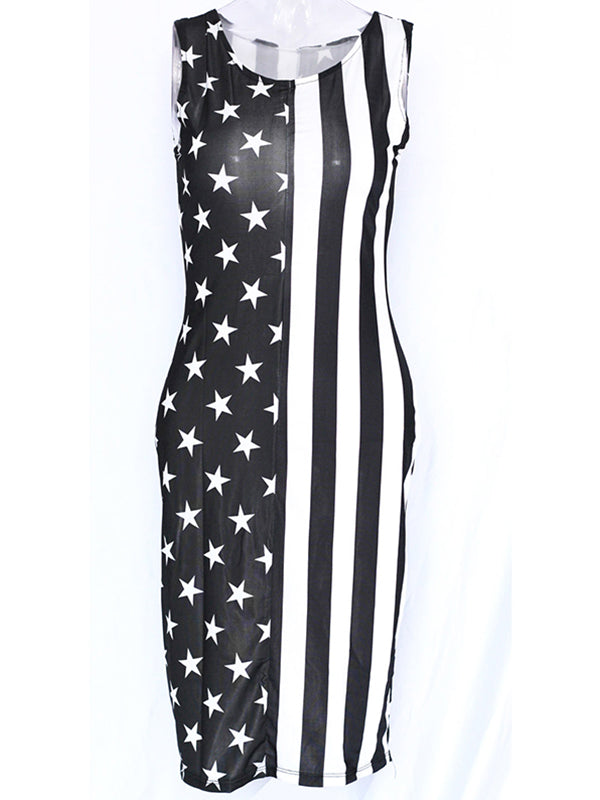 National Flag Sleeveless Bodycon Dress