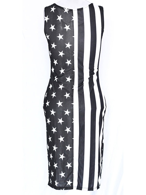 National Flag Sleeveless Bodycon Dress