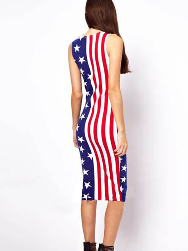 National Flag Sleeveless Bodycon Dress
