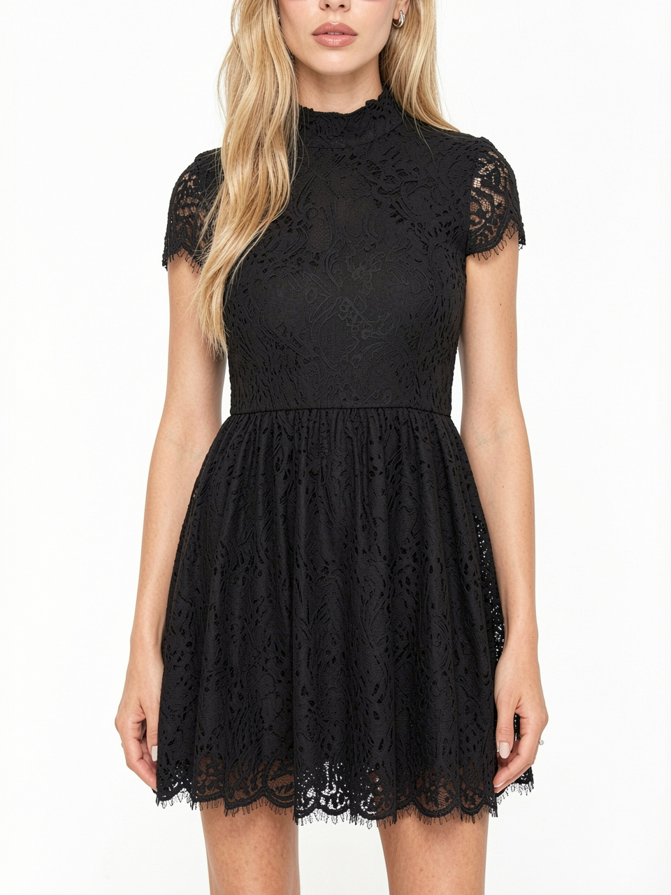 Black Lace Skater Dress