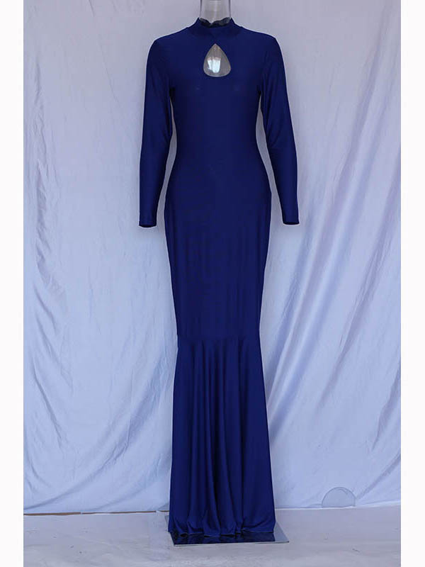 Long Sleeve Keyhole Mermaid Evening Dress