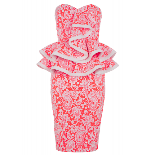 Strapless Ruffle Tier Pencil Dress