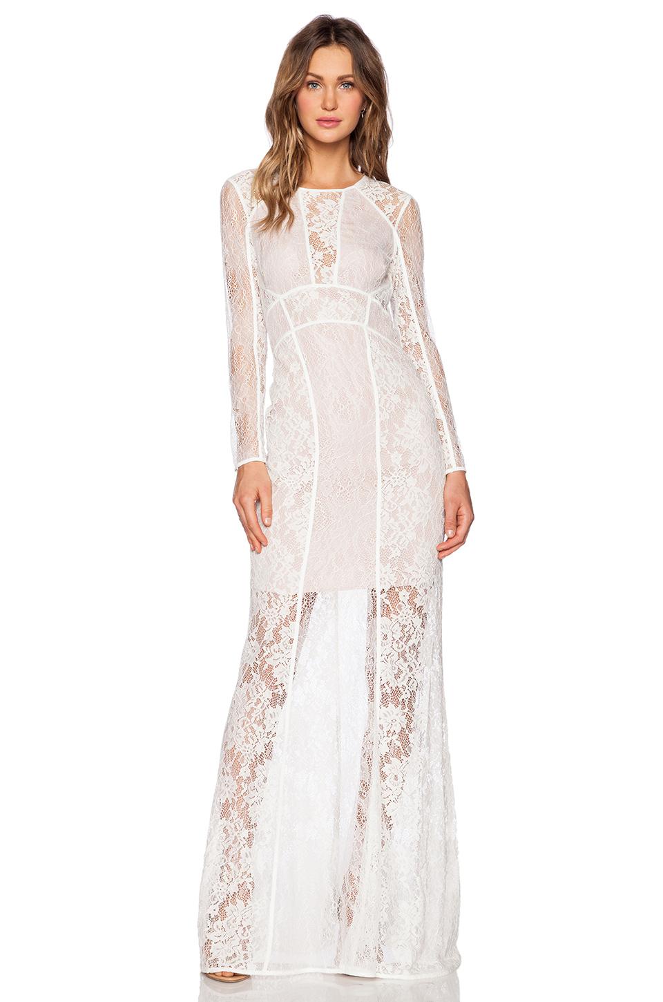 White Lace Long Sleeve Maxi Dress
