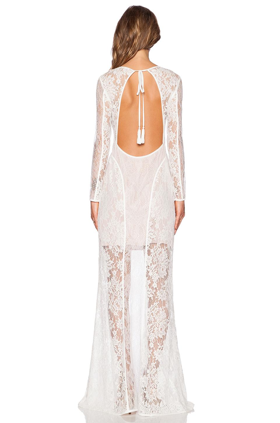 White Lace Long Sleeve Maxi Dress