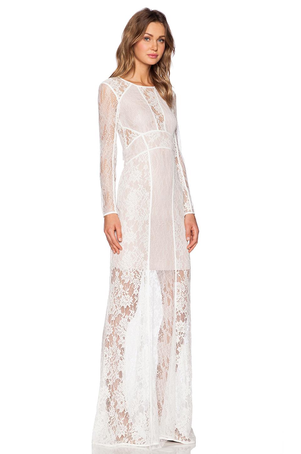 White Lace Long Sleeve Maxi Dress