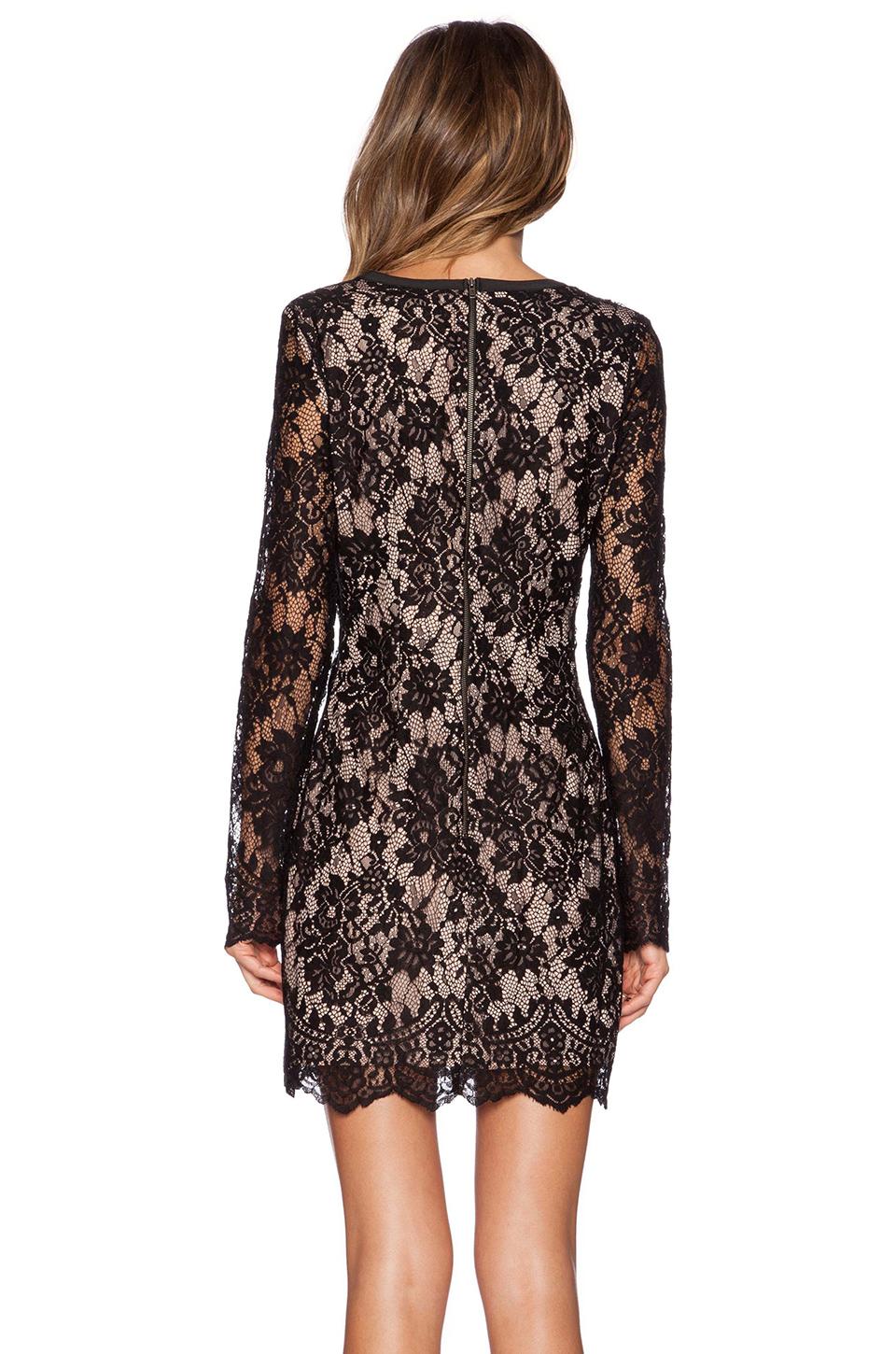 Long Sleeve Lace Up Lace Dress