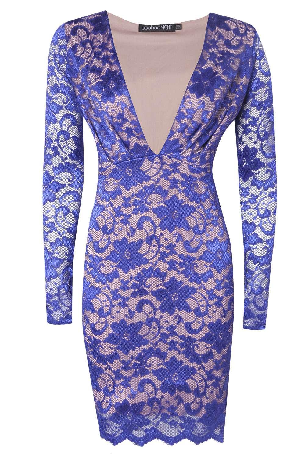 Sexy V Neck Lace Mini Dress