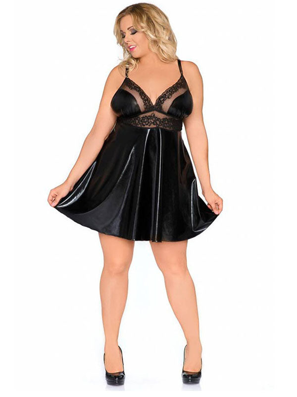 2XL-6XL Sexy Women Umbrella Vinyl Dress