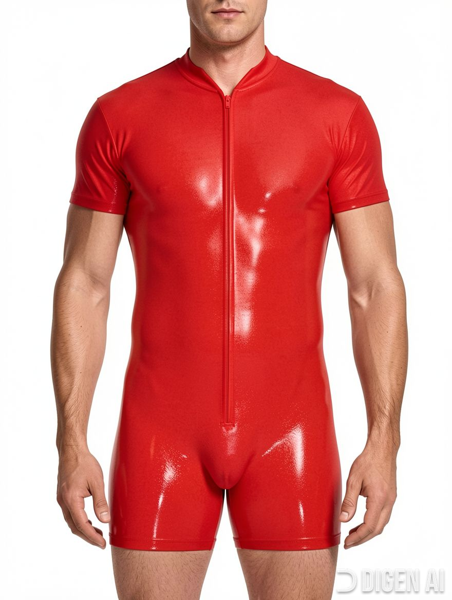 Sexy Black Wet Look Men Bodysuit