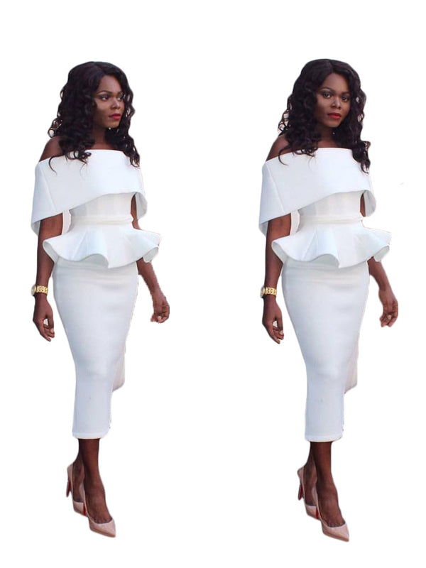 Off Shoulder Bodycon Peplum Dress