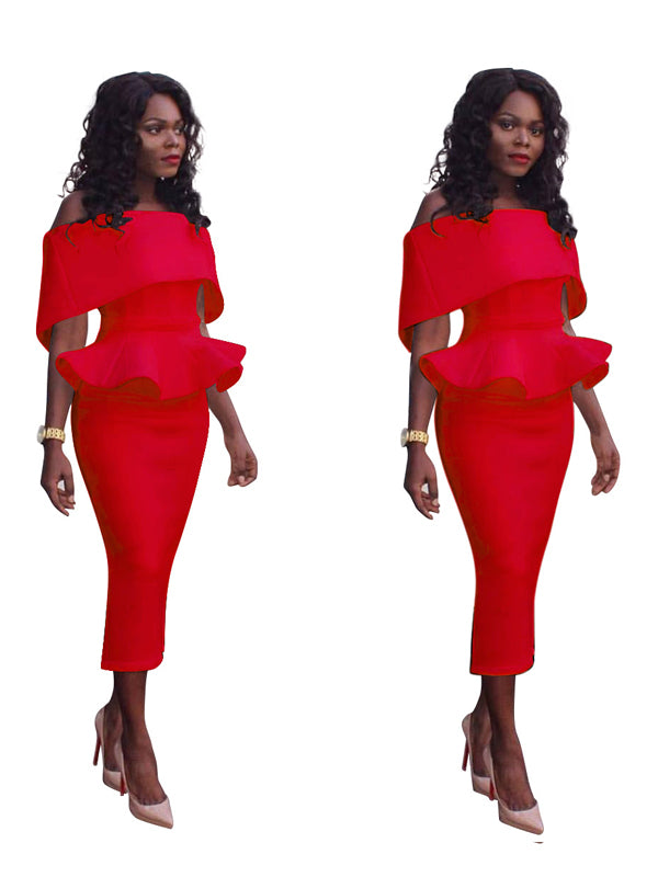 Off Shoulder Bodycon Peplum Dress