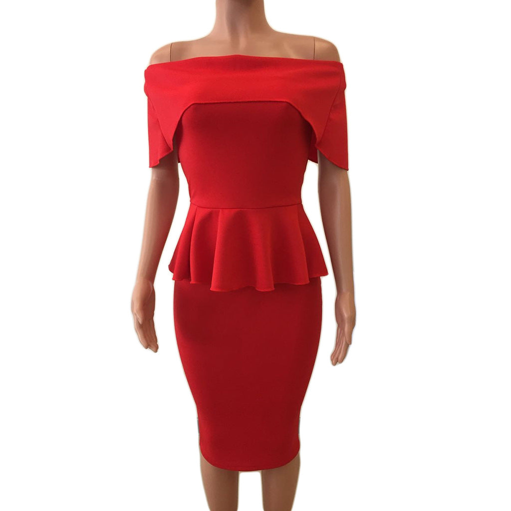 Off Shoulder Bodycon Peplum Dress