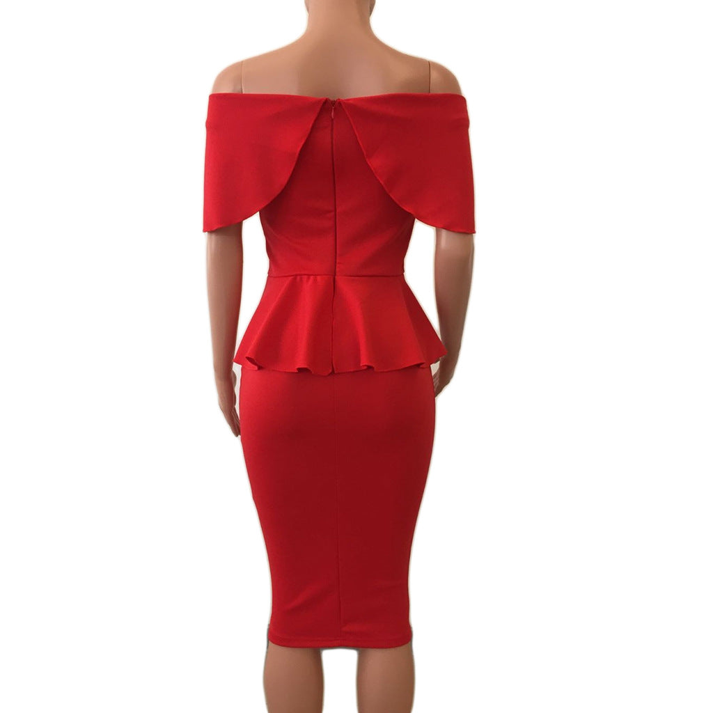 Off Shoulder Bodycon Peplum Dress
