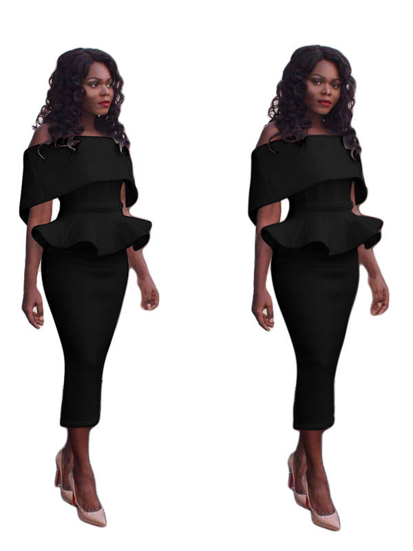 Off Shoulder Bodycon Peplum Dress