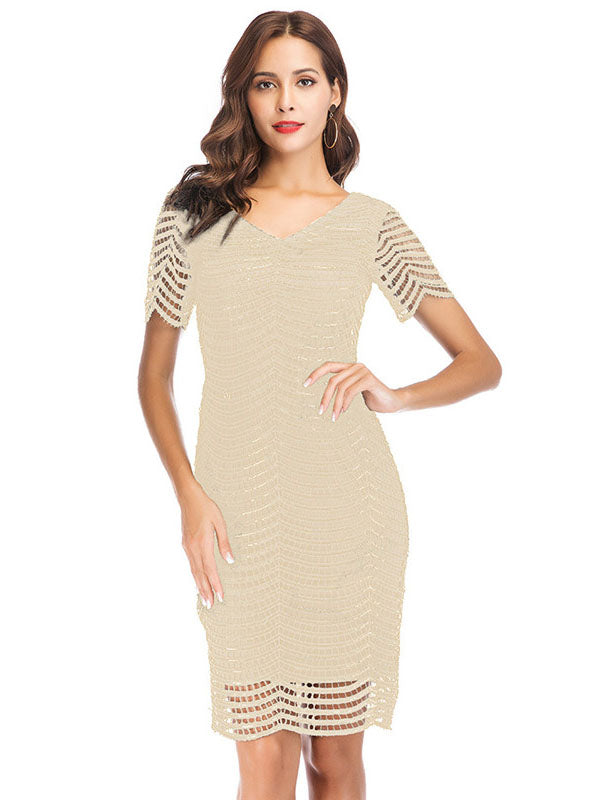 Short Sleeve Tassel Sequin Pencil Dress