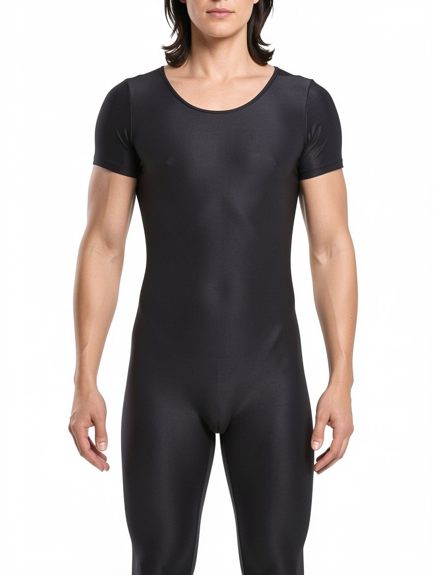 Men Sexy Tight Short Sleeve Jumpsuit