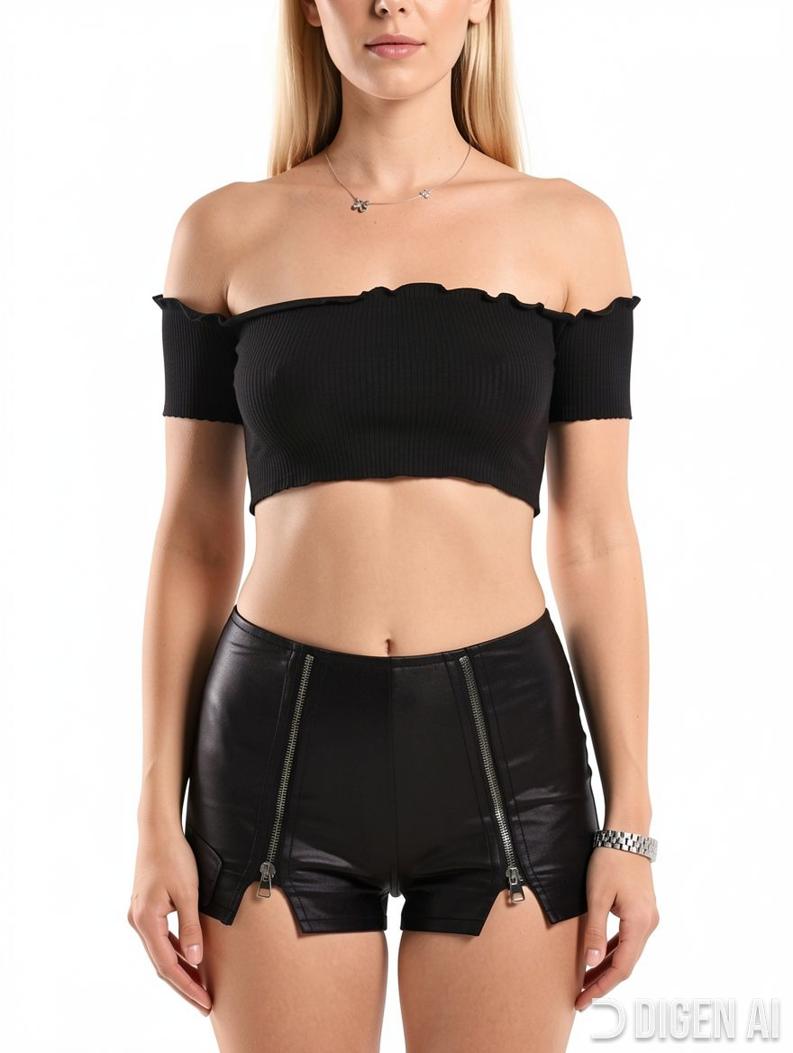Women Zipper Vinyl Shorts