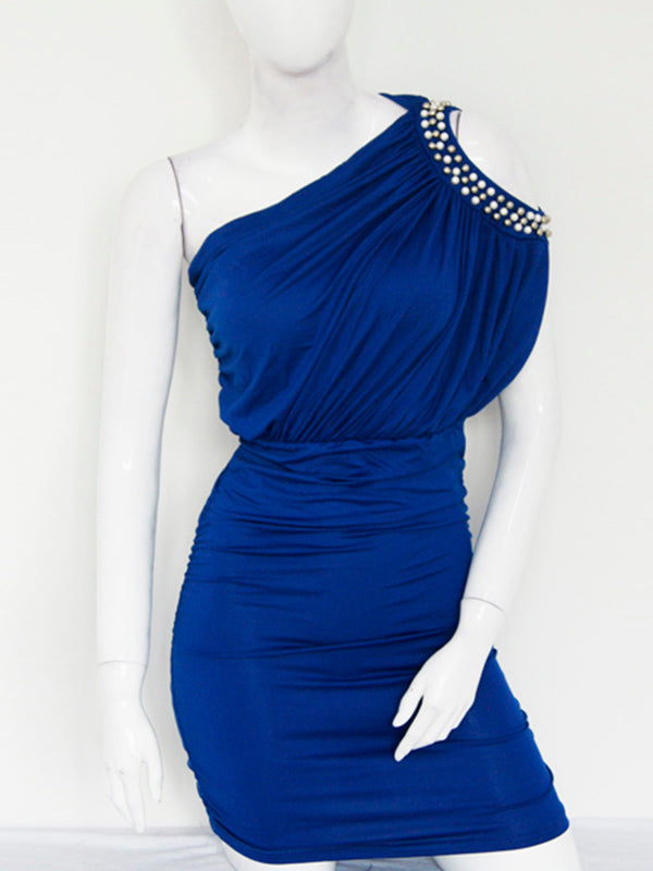 One Shoulder Ruched Mini Dress