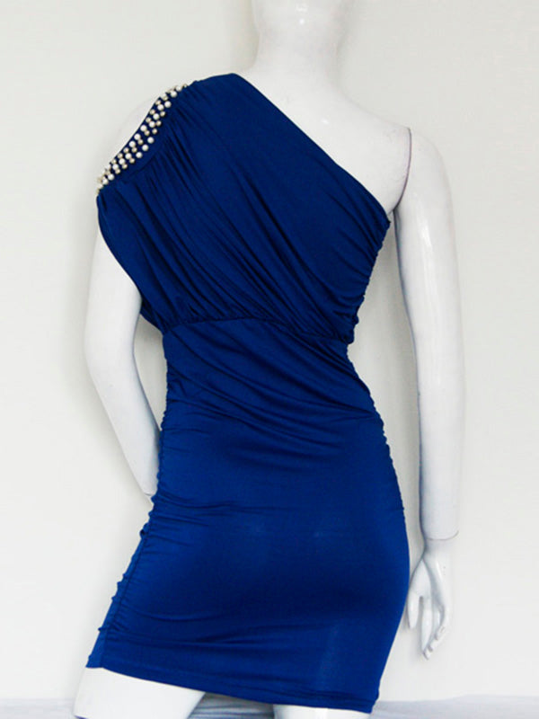 One Shoulder Ruched Mini Dress