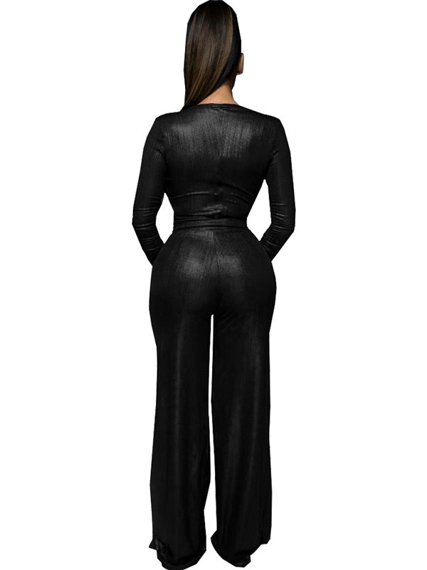 Women Deep V Neck Jumpsuit
