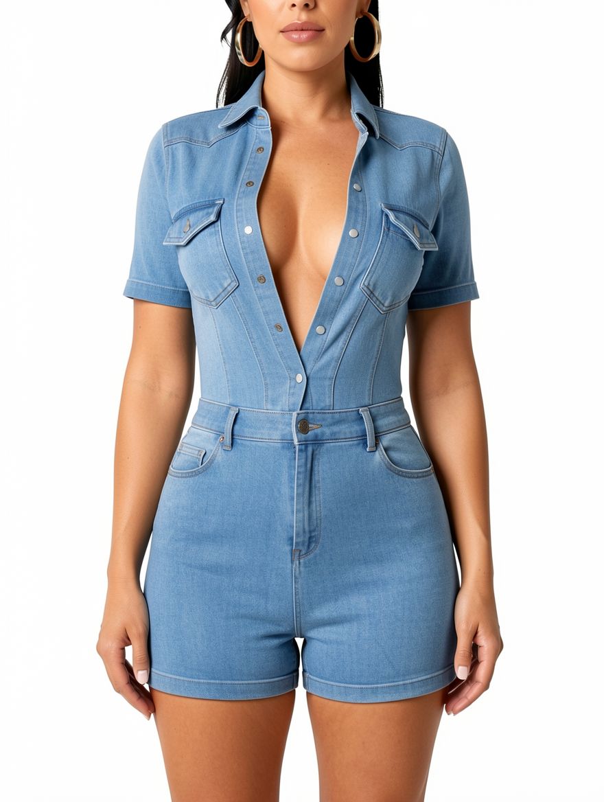 Women Jeans Short Romper