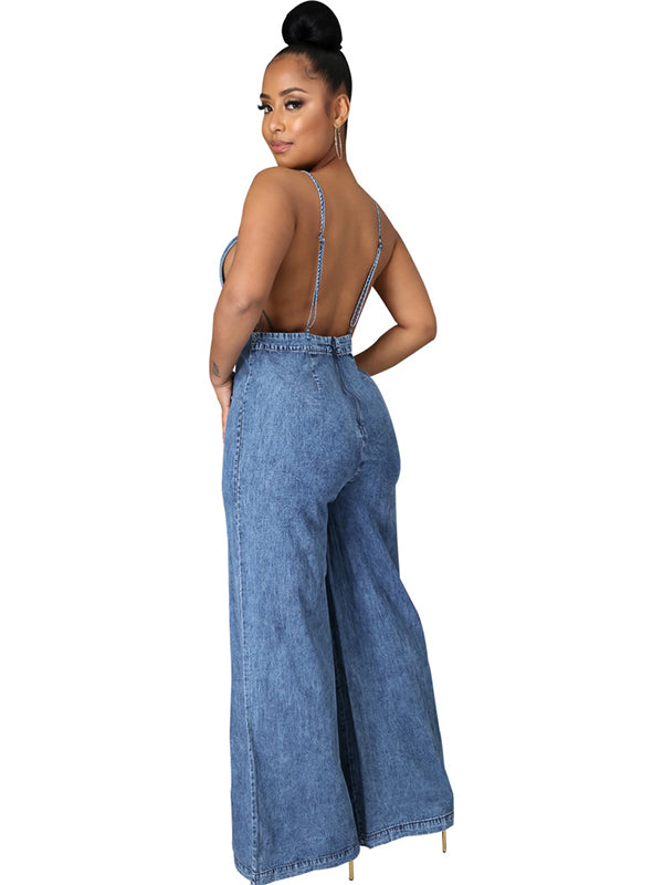 Women Sleeveless Jeans Jumpsuit