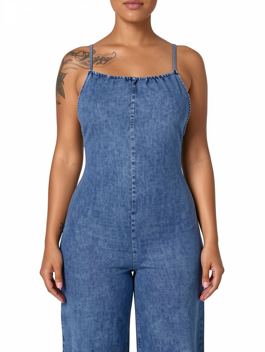 Women Sleeveless Jeans Jumpsuit