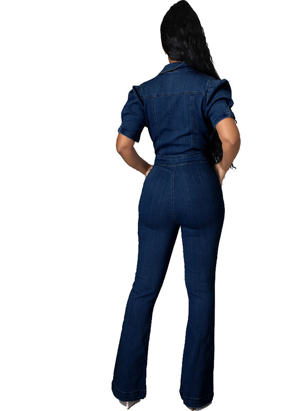 Women Jeans Short Sleeve Jumpsuit