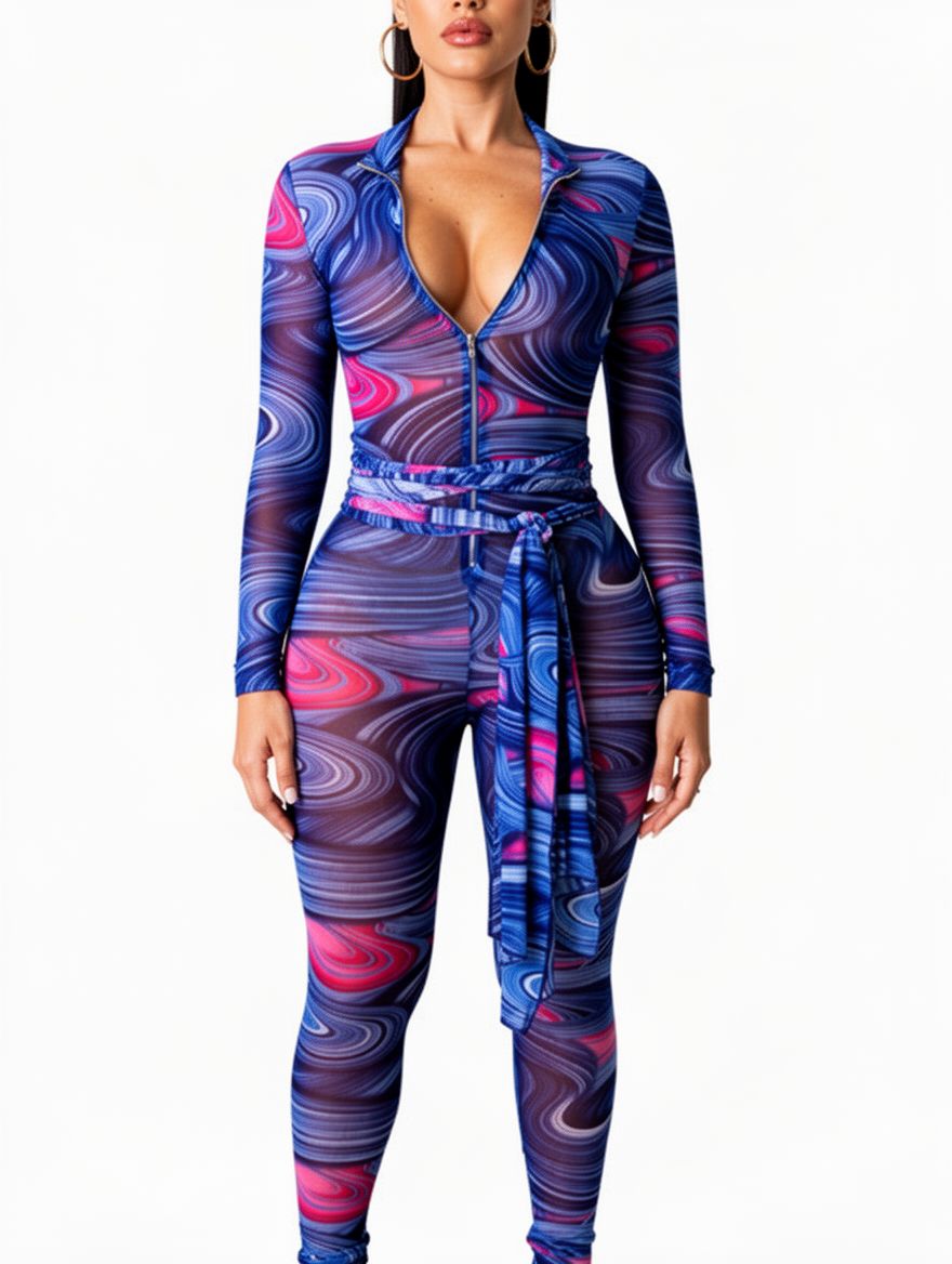 Women Zipper Sexy Jumpsuit