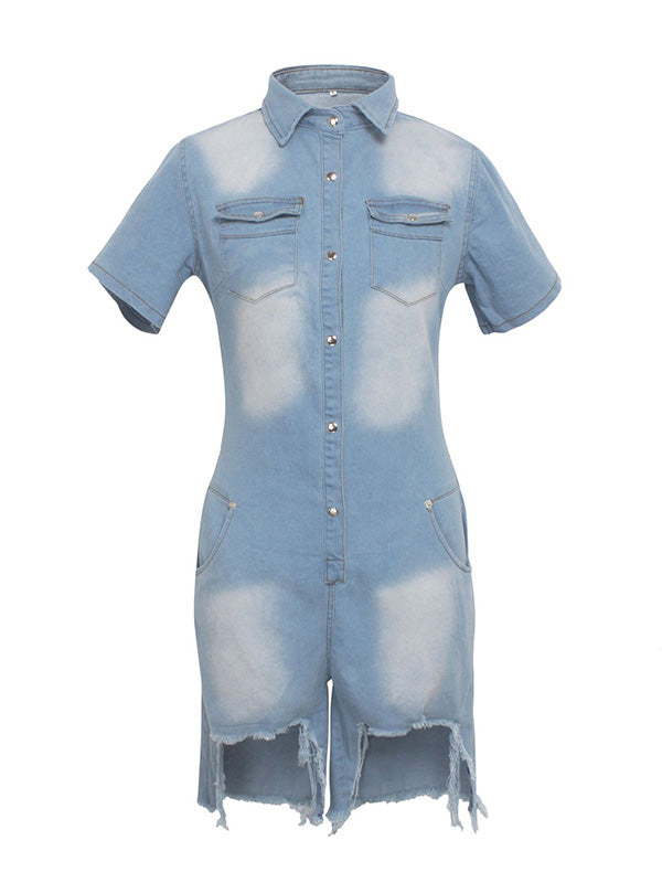 Women Short Sleeve Jeans Romper